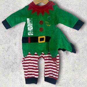 NWT Santa Helper Elf Romper Set With Hat Baby Size 9M Brand New w Tags Costume 9